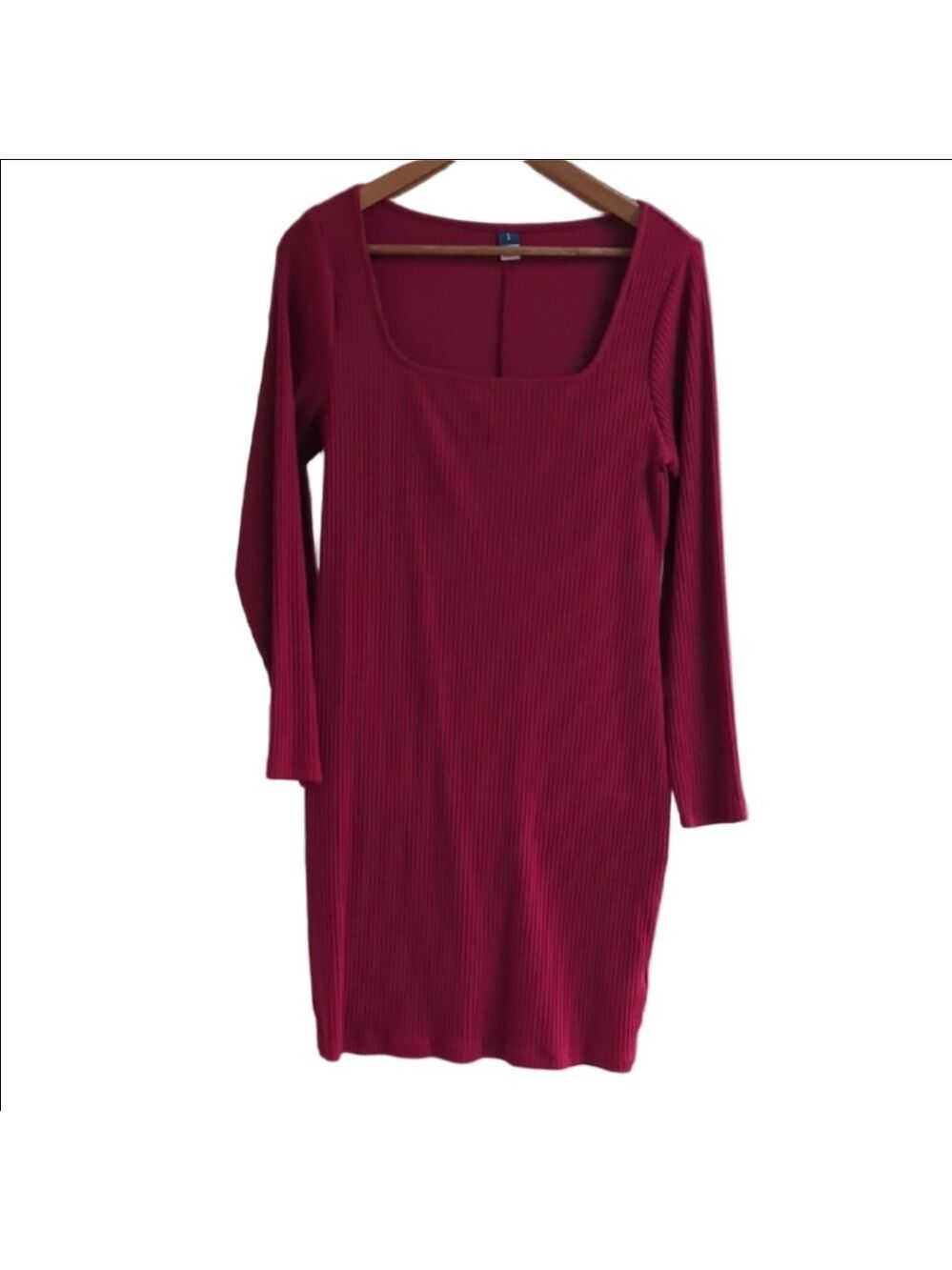 Old Navy Size L Magenta Red Ribbed Long Sleeve Bodycon Dress